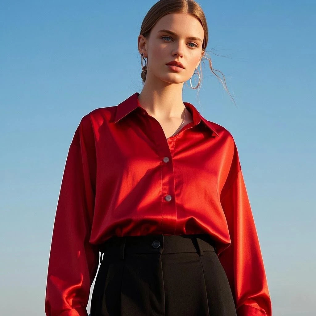 Blusa de satén fino