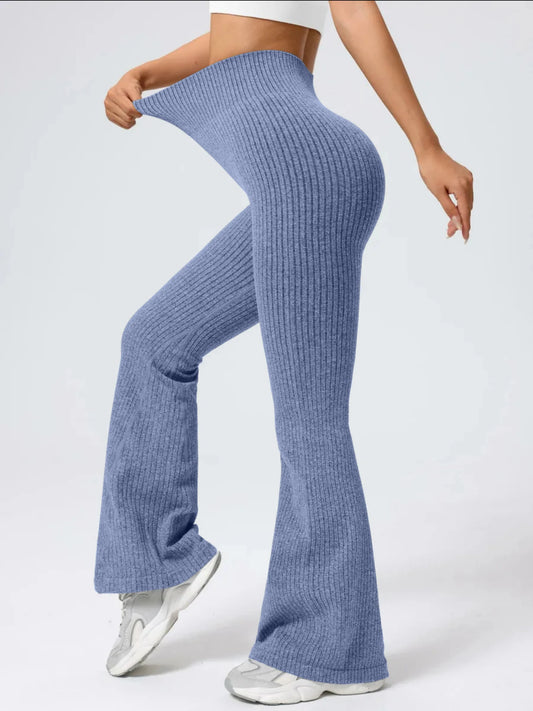 Pantalón deportivo acampanado de mujer de cintura alta