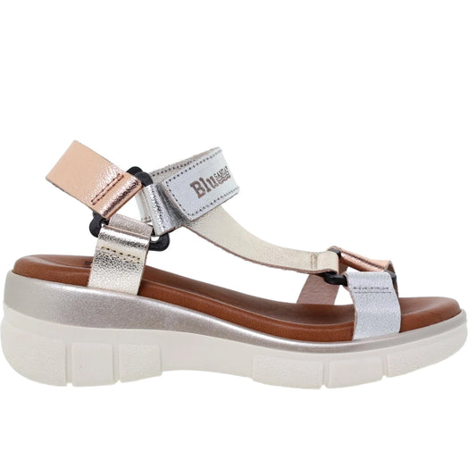 Sandalias Deportivas de Piel Metalizada para Mujer