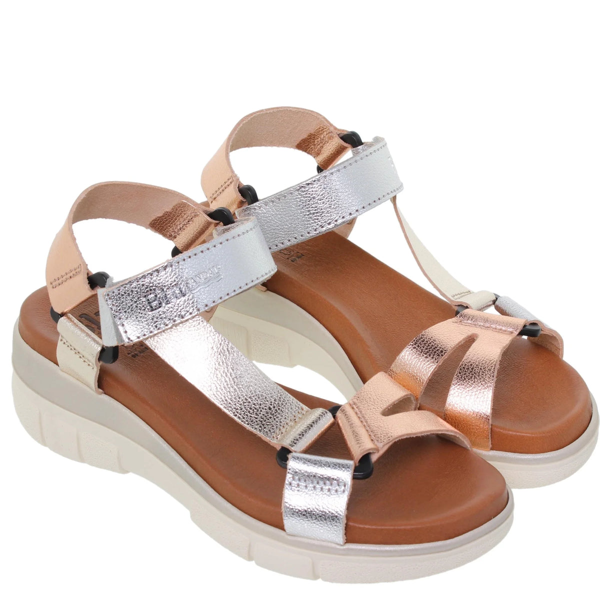 Sandalias Deportivas de Piel Metalizada para Mujer