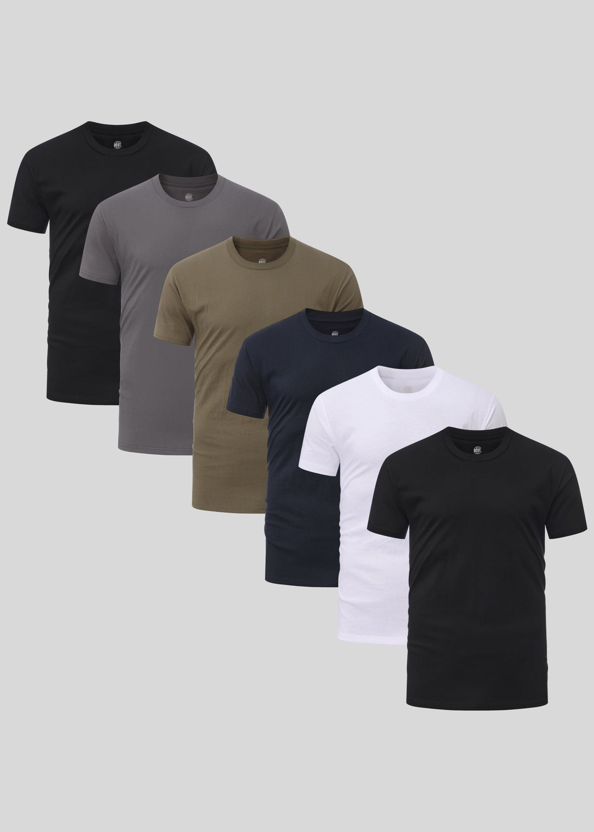 Pack de 6 camisetas básicas de cuello redondo para hombre