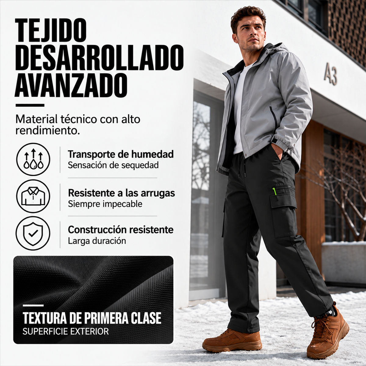 Pantalones de invierno cortavientos para hombre