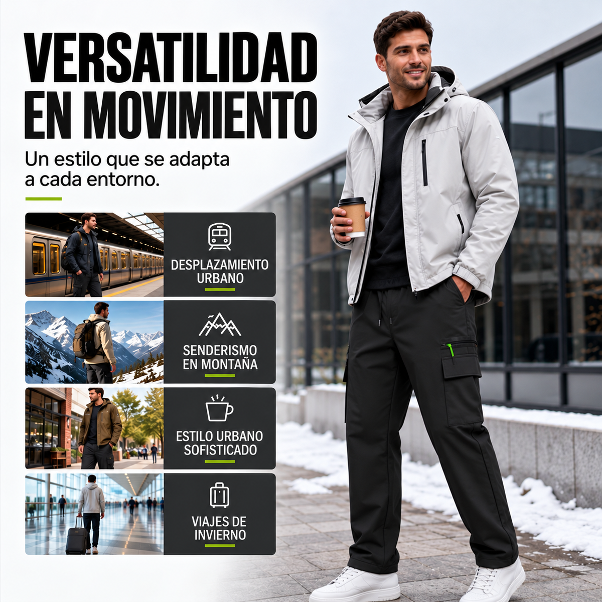 Pantalones de invierno cortavientos para hombre