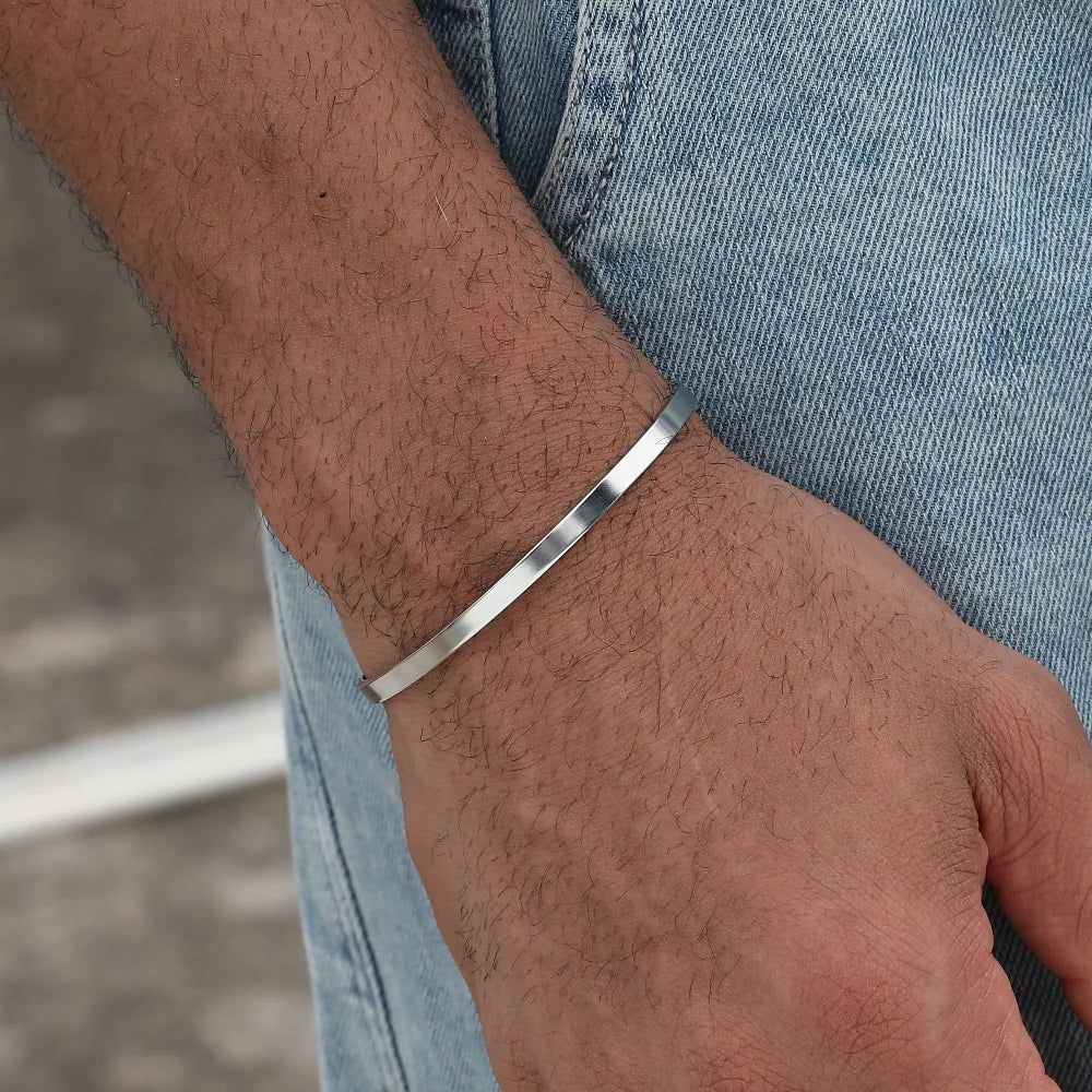 Pulsera de cadena cubana de acero inoxidable para hombre, 3 mm