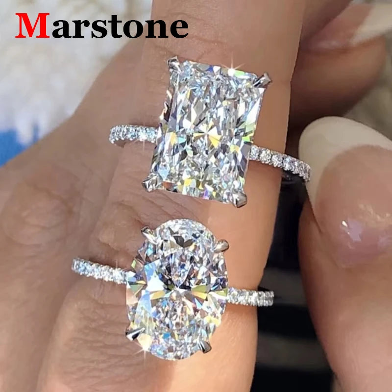 Anillo de Moissanite Ovalado 1-3CT - Plata S925 Chapada en Oro Blanco