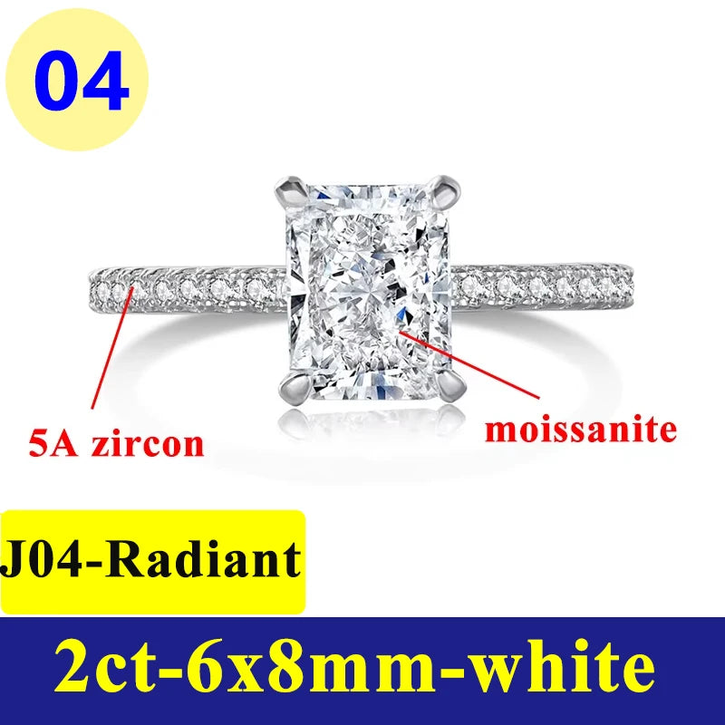 Anillo de Moissanite Ovalado 1-3CT - Plata S925 Chapada en Oro Blanco