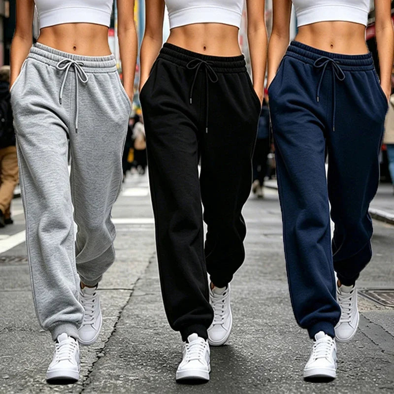 Pantalón deportivo recto de mujer con bolsillos
