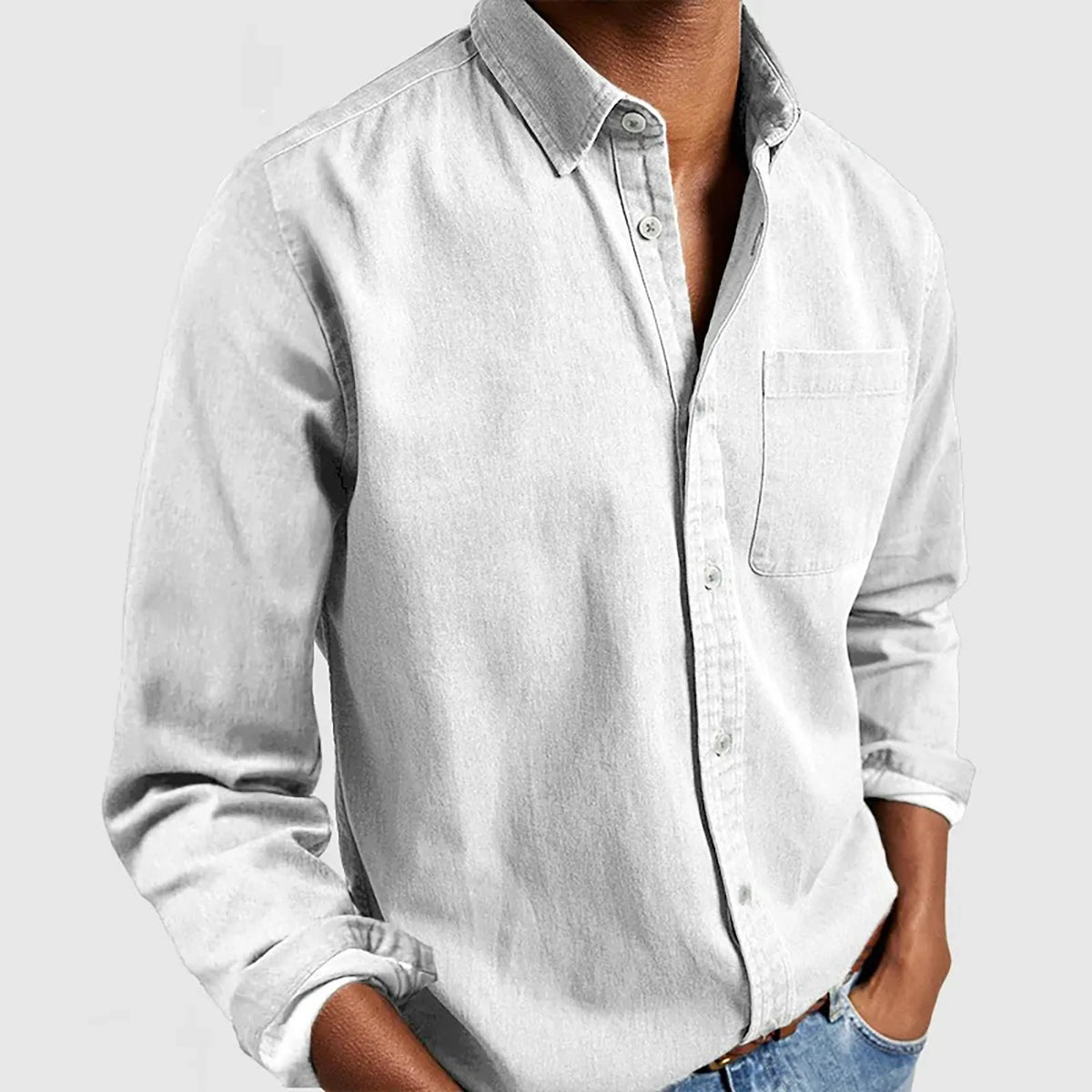 Camisa informal de hombre de manga larga y corte holgado