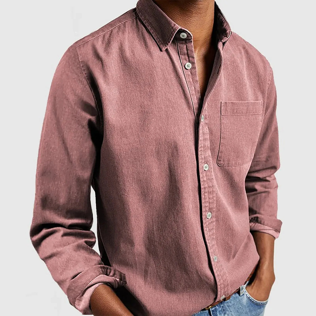 Camisa informal de hombre de manga larga y corte holgado
