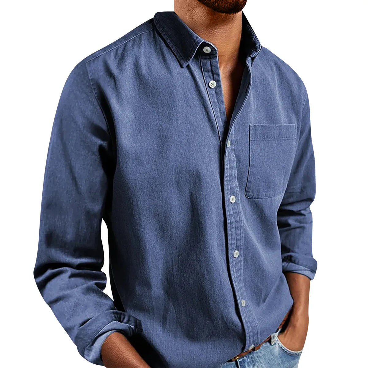 Camisa informal de hombre de manga larga y corte holgado