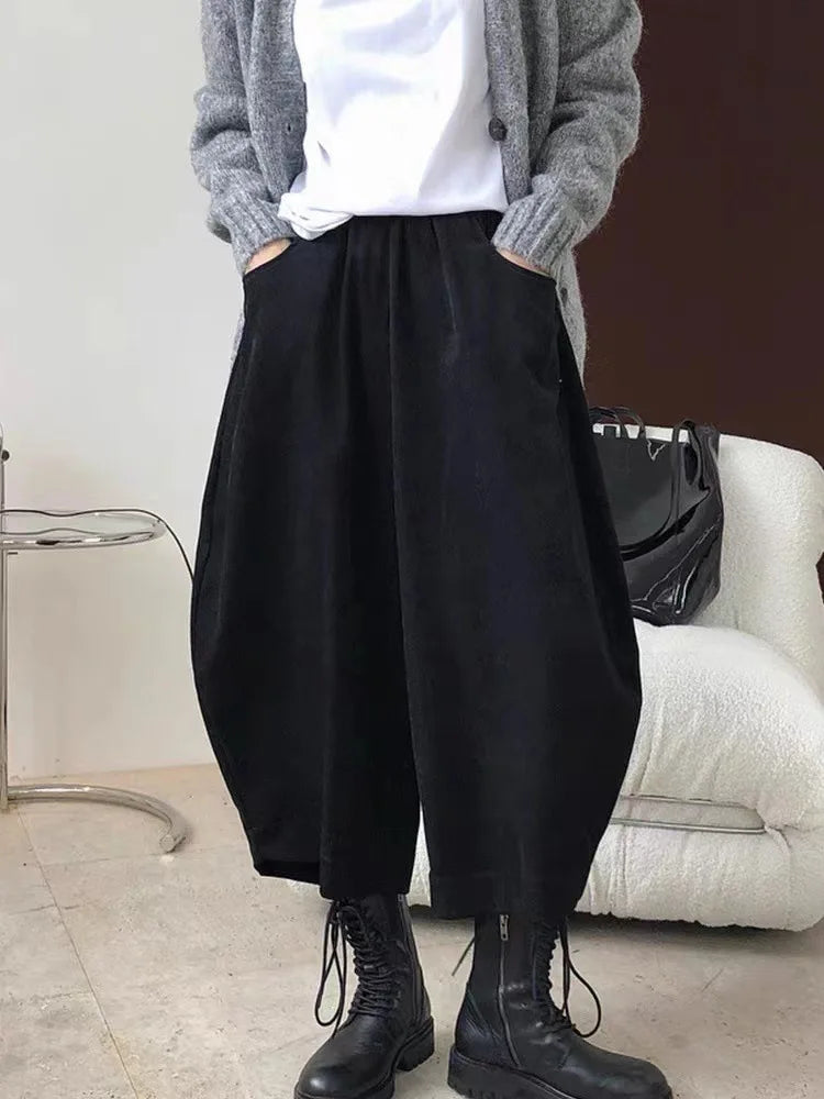 Pantalón bombacho holgado de mujer con cintura elástica
