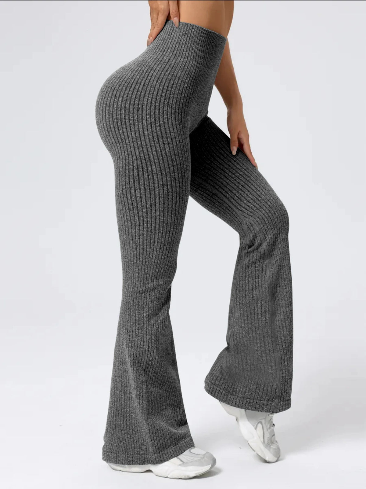 Pantalón deportivo acampanado de mujer de cintura alta