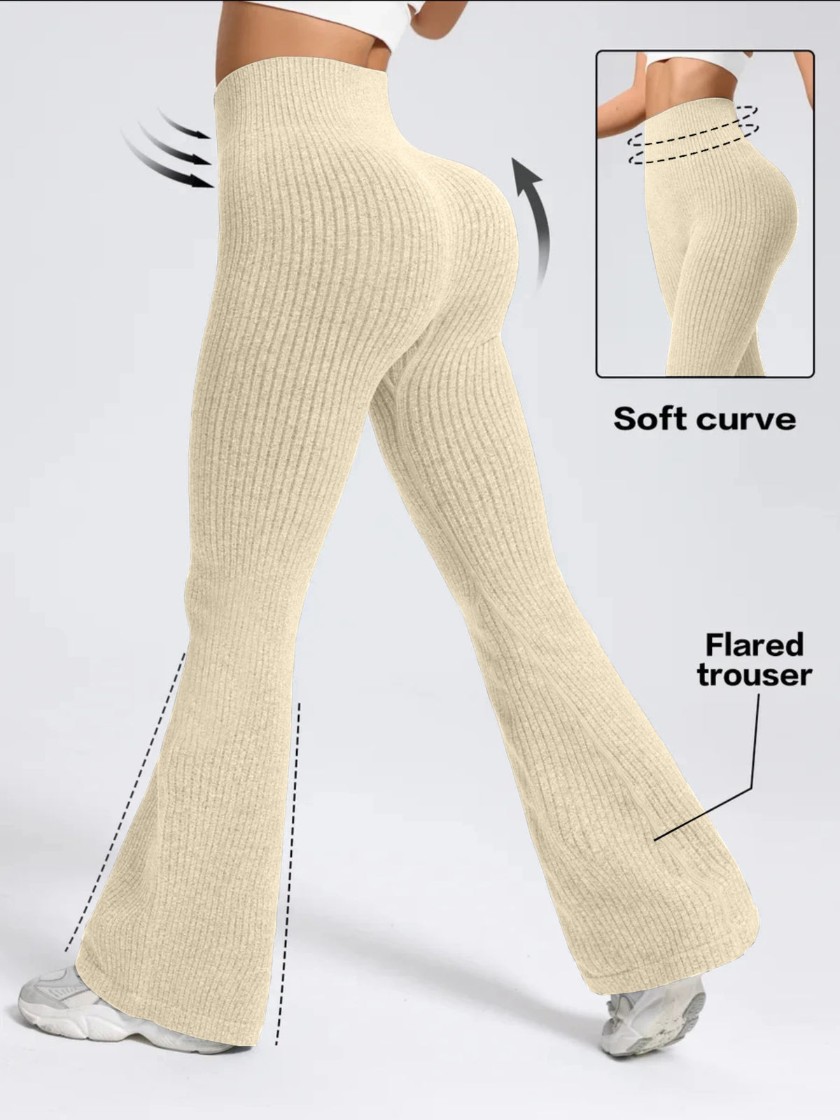 Pantalón deportivo acampanado de mujer de cintura alta
