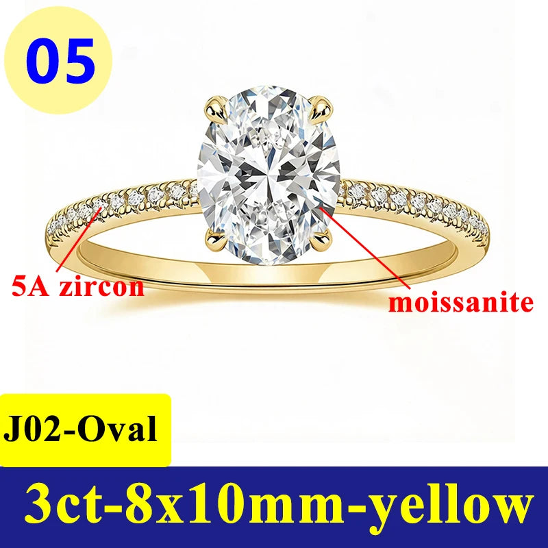 Anillo de Moissanite Ovalado 1-3CT - Plata S925 Chapada en Oro Blanco