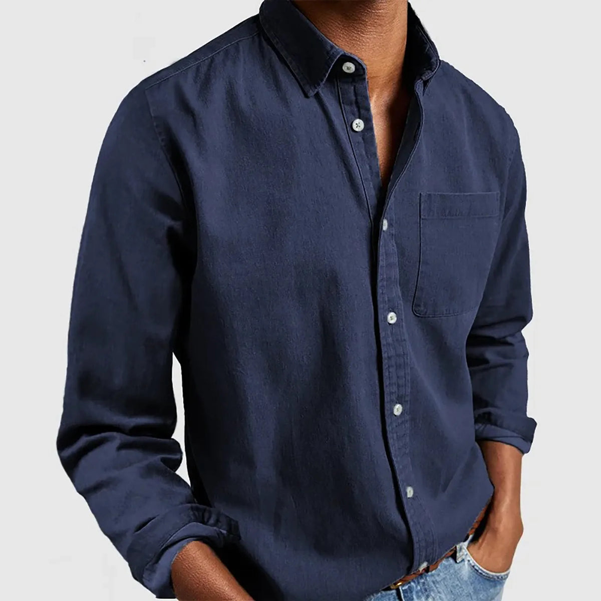 Camisa informal de hombre de manga larga y corte holgado