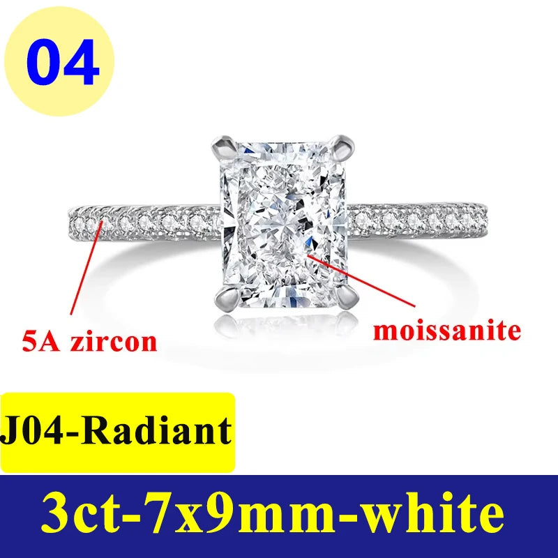 Anillo de Moissanite Ovalado 1-3CT - Plata S925 Chapada en Oro Blanco