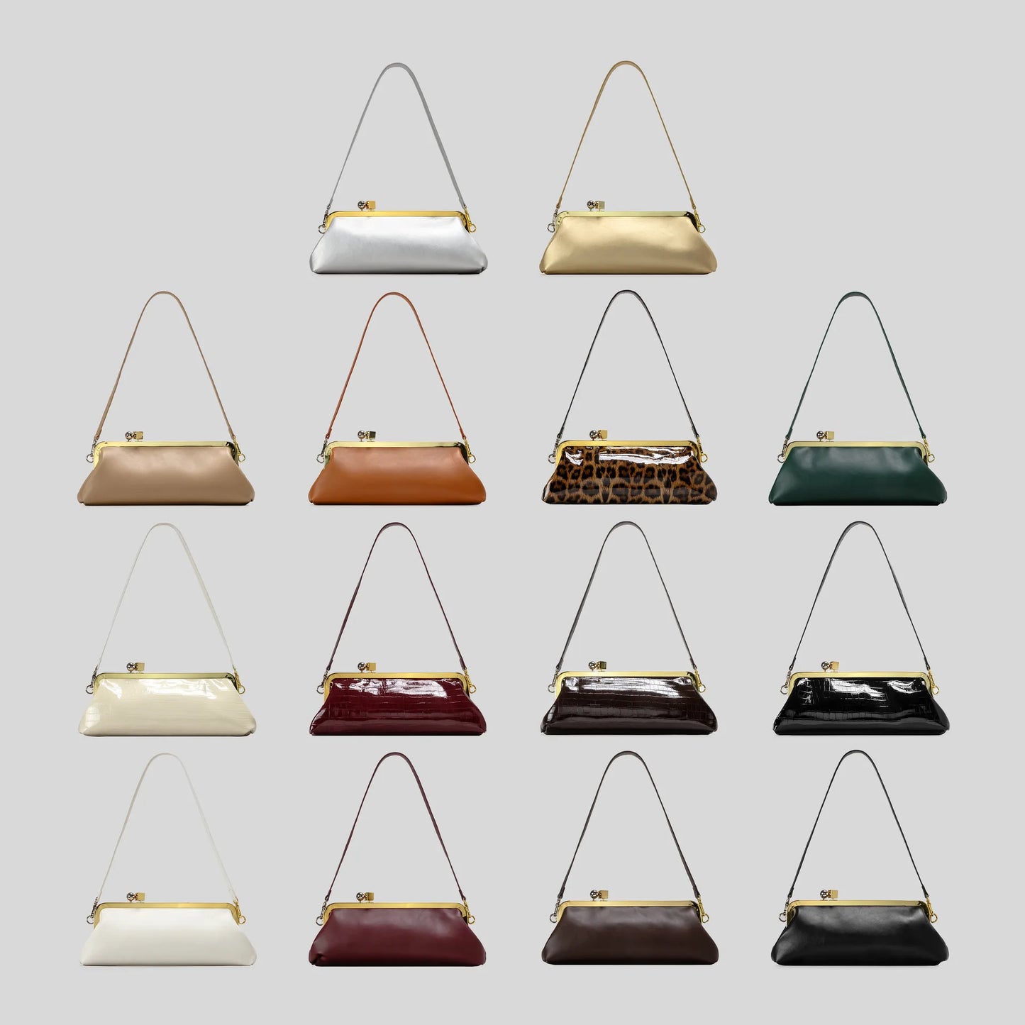 Bolso de Mano Alargado con Cierre de Broche - Estilo Diseñador