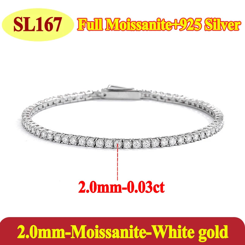 Pulsera Tenis de Moissanite para Parejas - Plata 925 Chapada en Oro, Certificado GRA