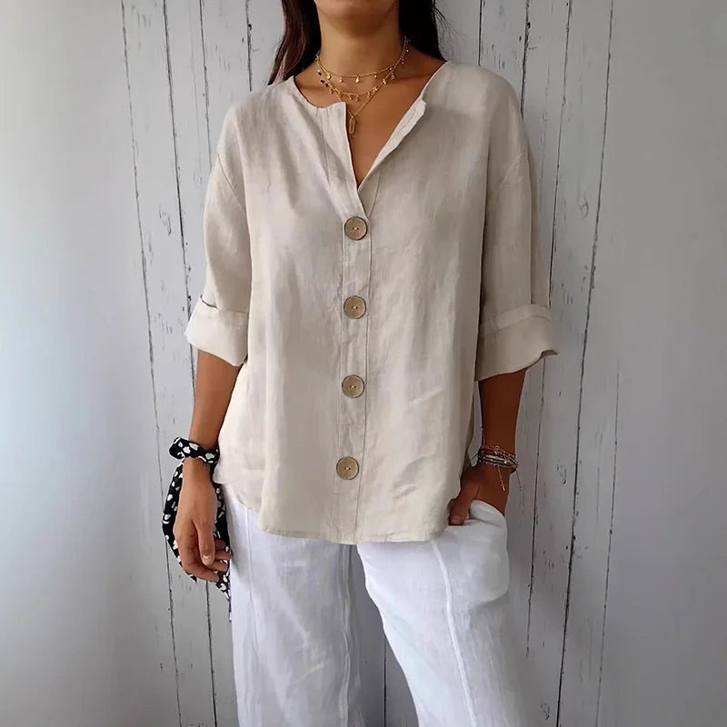 Blusa de algodón y lino