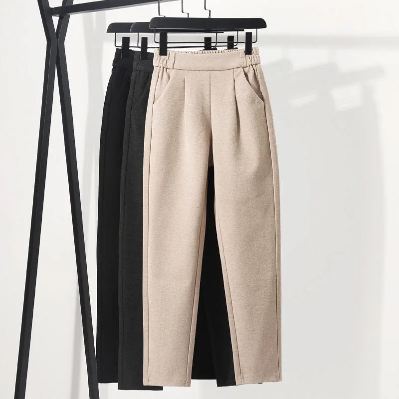 Pantalón bombacho de mujer de cintura alta para otoño