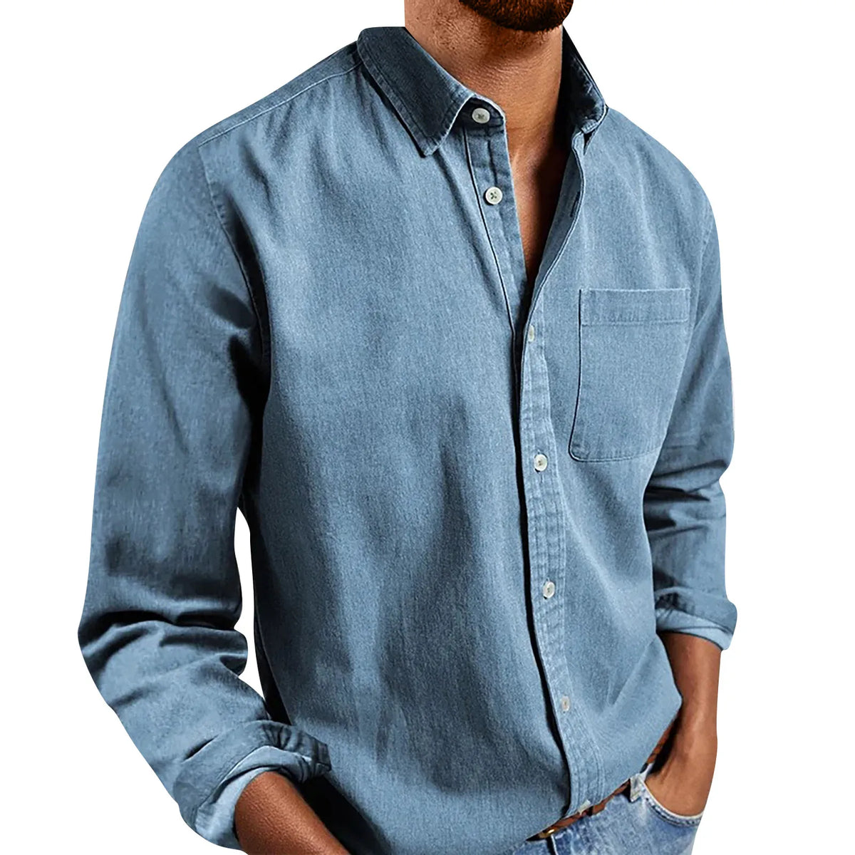Camisa informal de hombre de manga larga y corte holgado