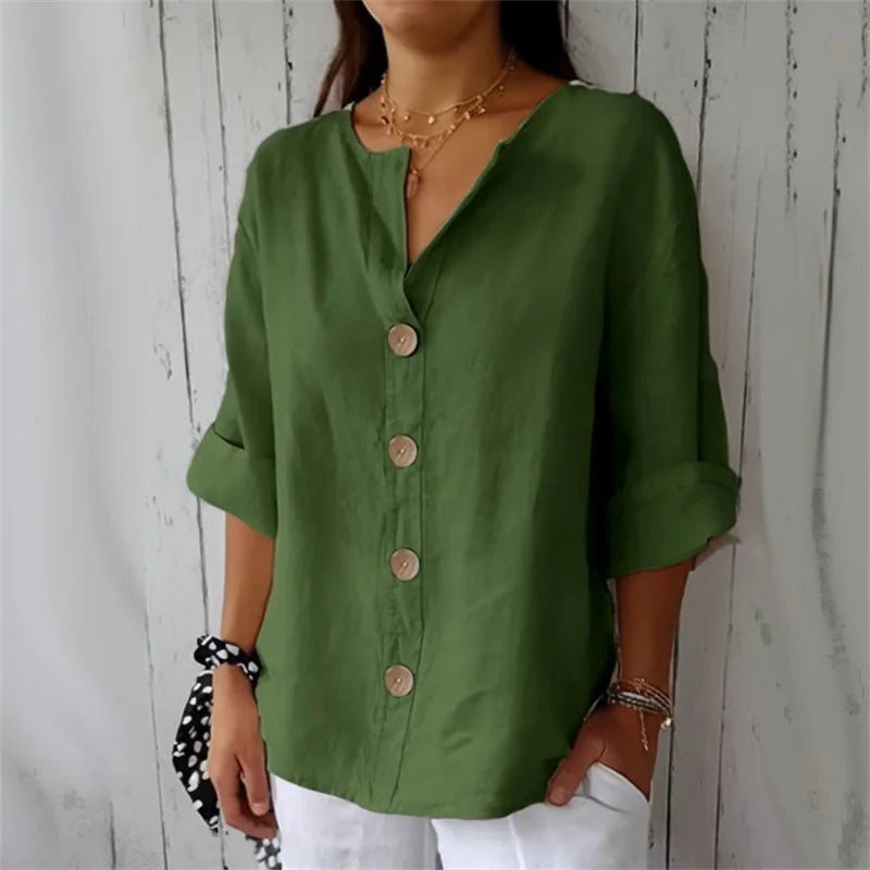 Blusa de algodón y lino