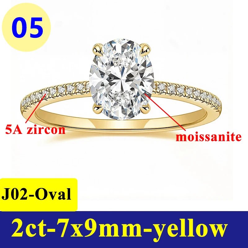 Anillo de Moissanite Ovalado 1-3CT - Plata S925 Chapada en Oro Blanco
