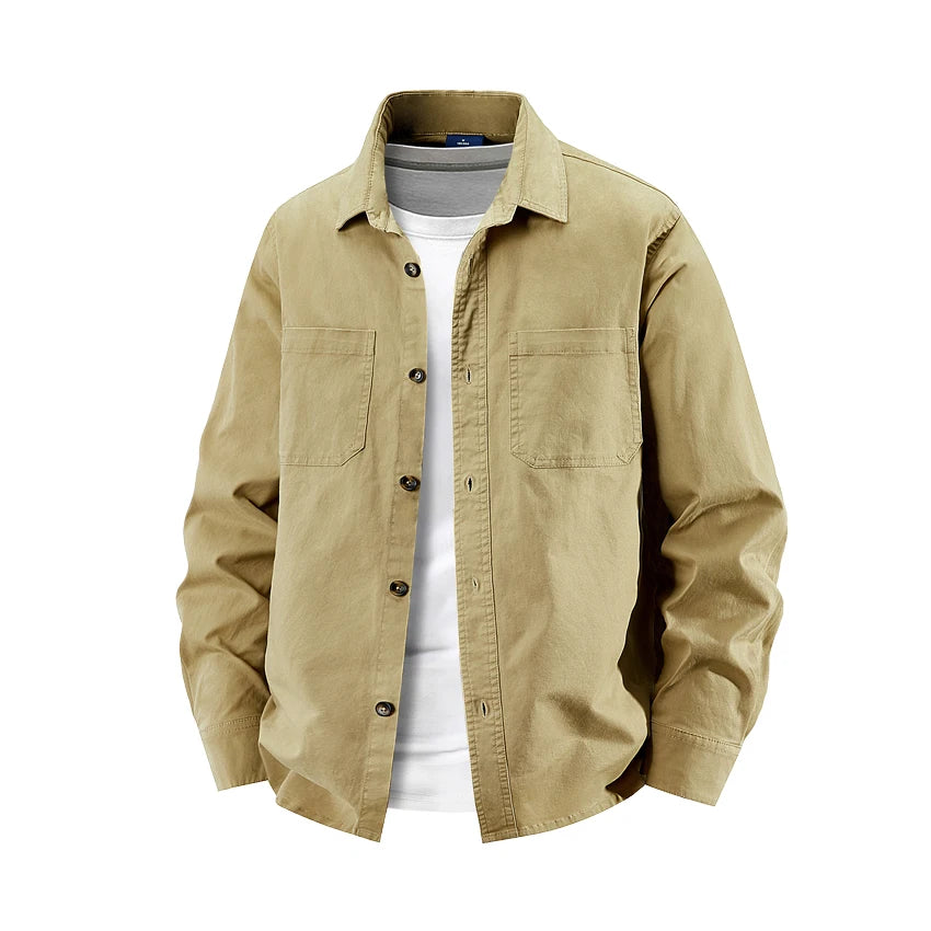 Camisa de algodón de hombre de manga larga