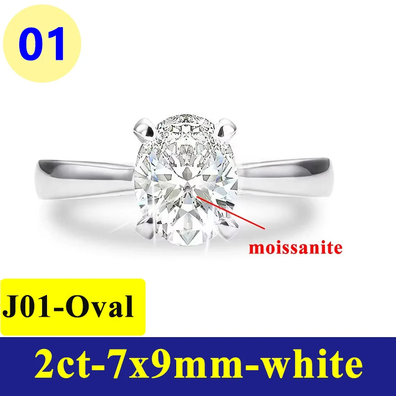 Anillo de Moissanite Ovalado 1-3CT - Plata S925 Chapada en Oro Blanco