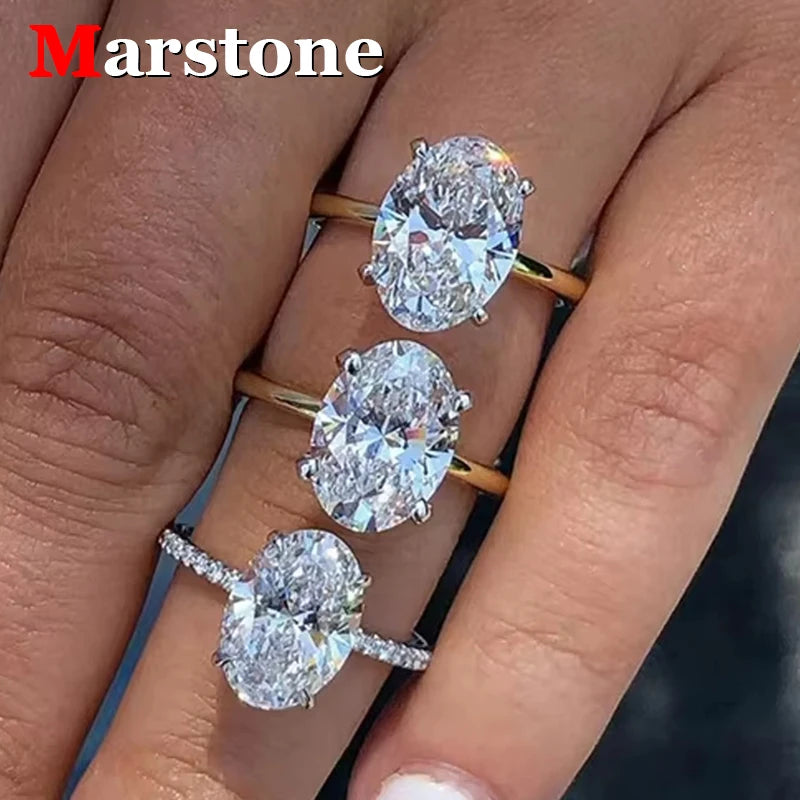 Anillo de Moissanite Ovalado 1-3CT - Plata S925 Chapada en Oro Blanco