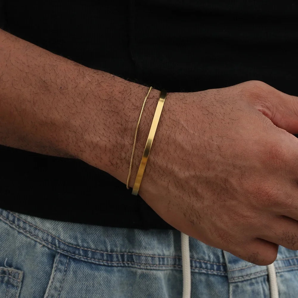 Pulsera de cadena cubana de acero inoxidable para hombre, 3 mm