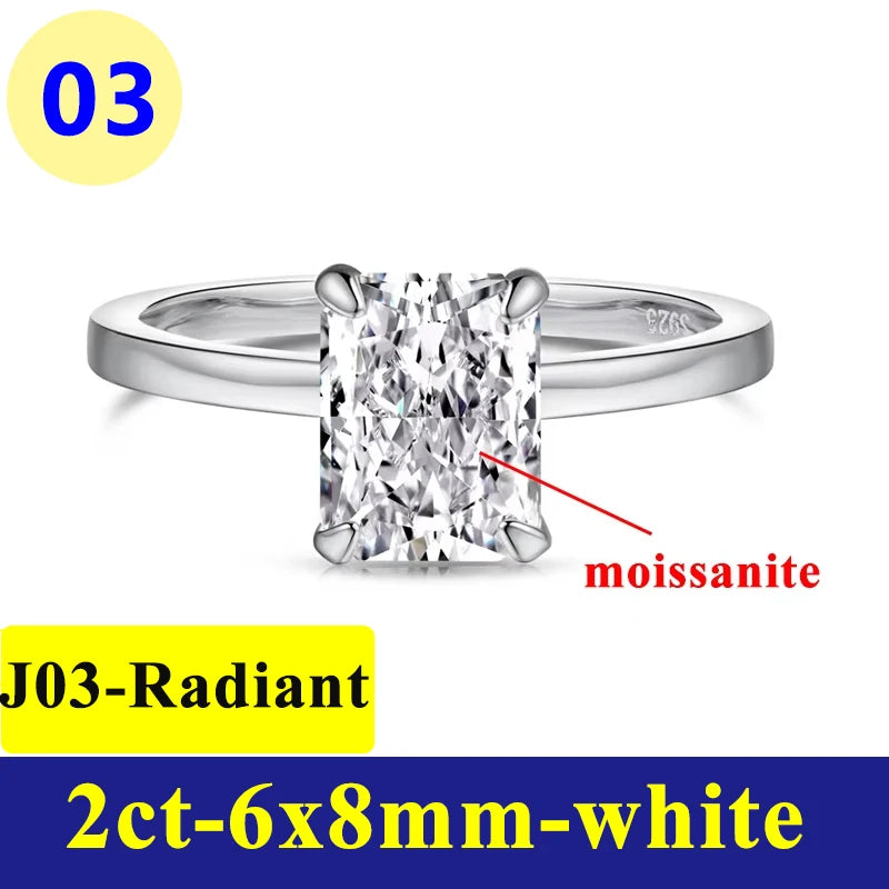 Anillo de Moissanite Ovalado 1-3CT - Plata S925 Chapada en Oro Blanco
