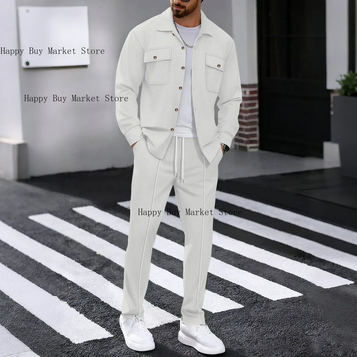 Conjunto de hombre con chaqueta de botones y pantalón