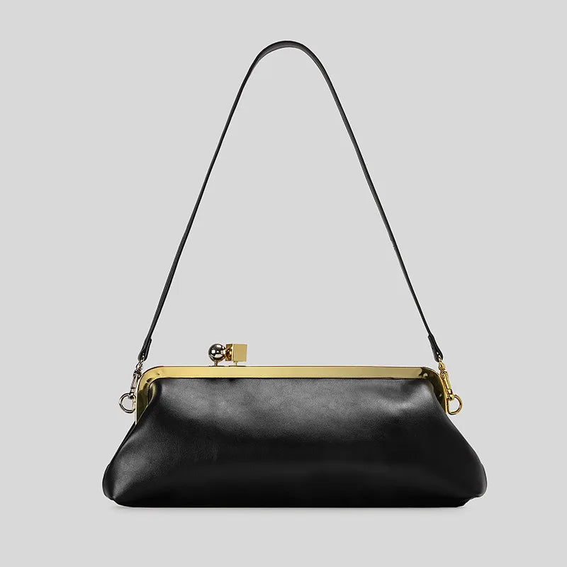 Bolso de Mano Alargado con Cierre de Broche - Estilo Diseñador