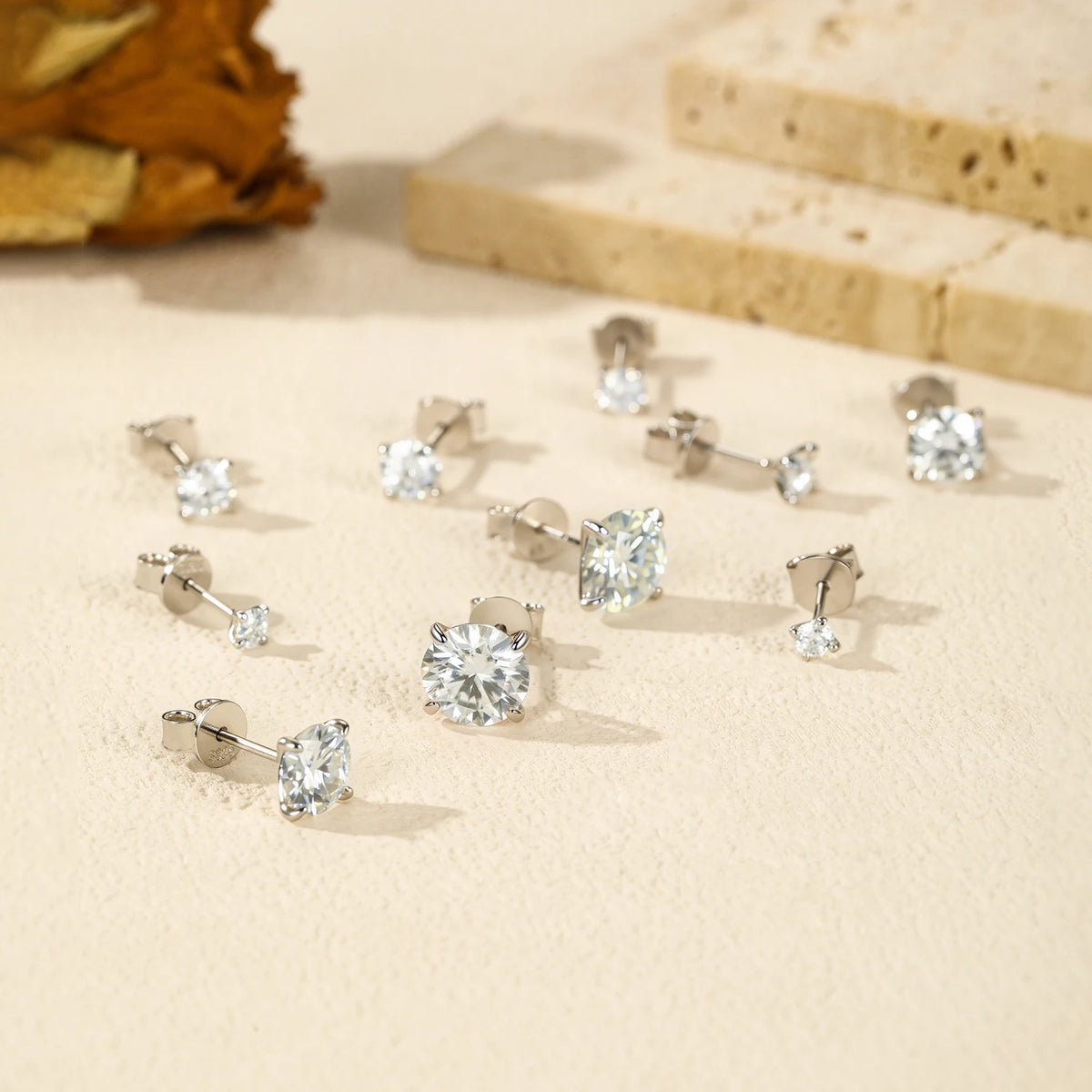 Pendientes de Moissanite MODIAN - Plata de Ley 925, Color D