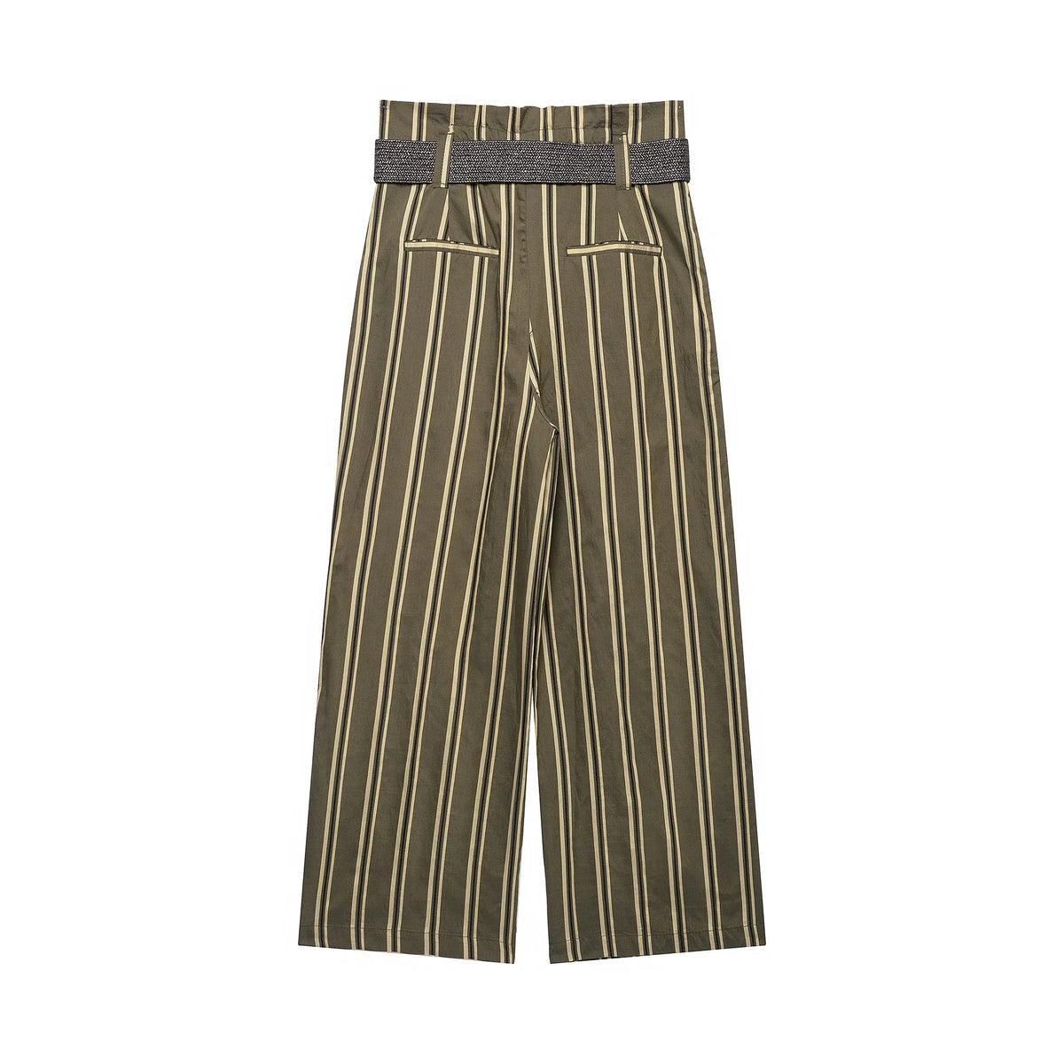 Pantalón ancho de rayas de mujer de cintura alta