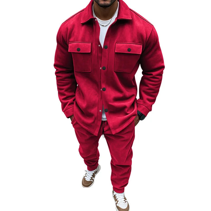 Conjunto de hombre con chaqueta y pantalón de cintura elástica