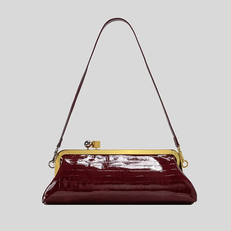 Bolso de Mano Alargado con Cierre de Broche - Estilo Diseñador