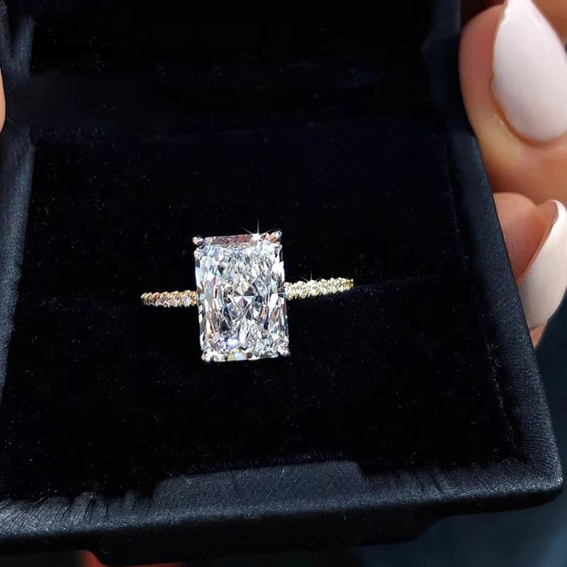 Anillo de Moissanite Ovalado 1-3CT - Plata S925 Chapada en Oro Blanco