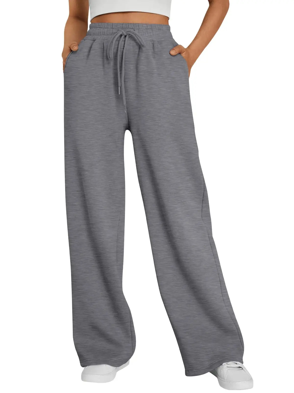 Pantalón deportivo gris de mujer de pernera ancha
