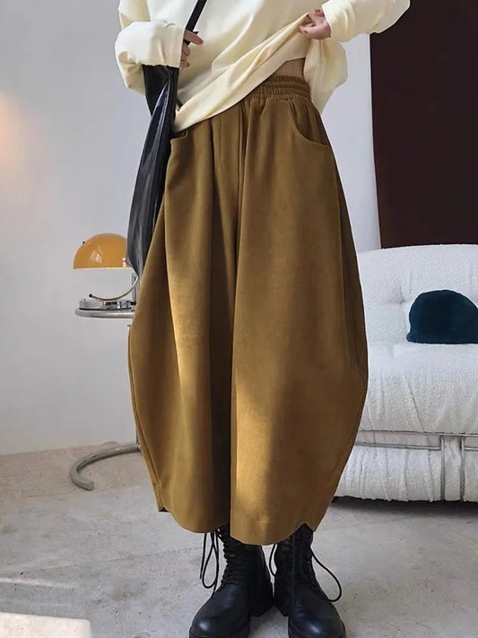 Pantalón bombacho holgado de mujer con cintura elástica