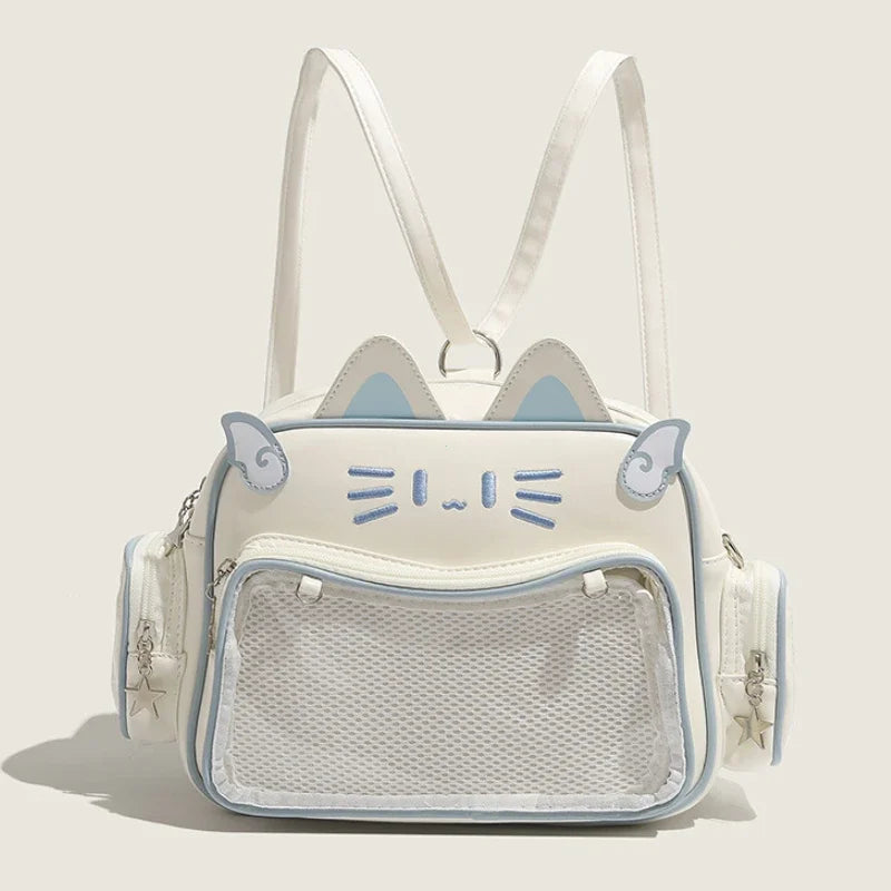Mochila Kawaii Estilo Y2K - Bolsa Ita con Bolsillo Transparente