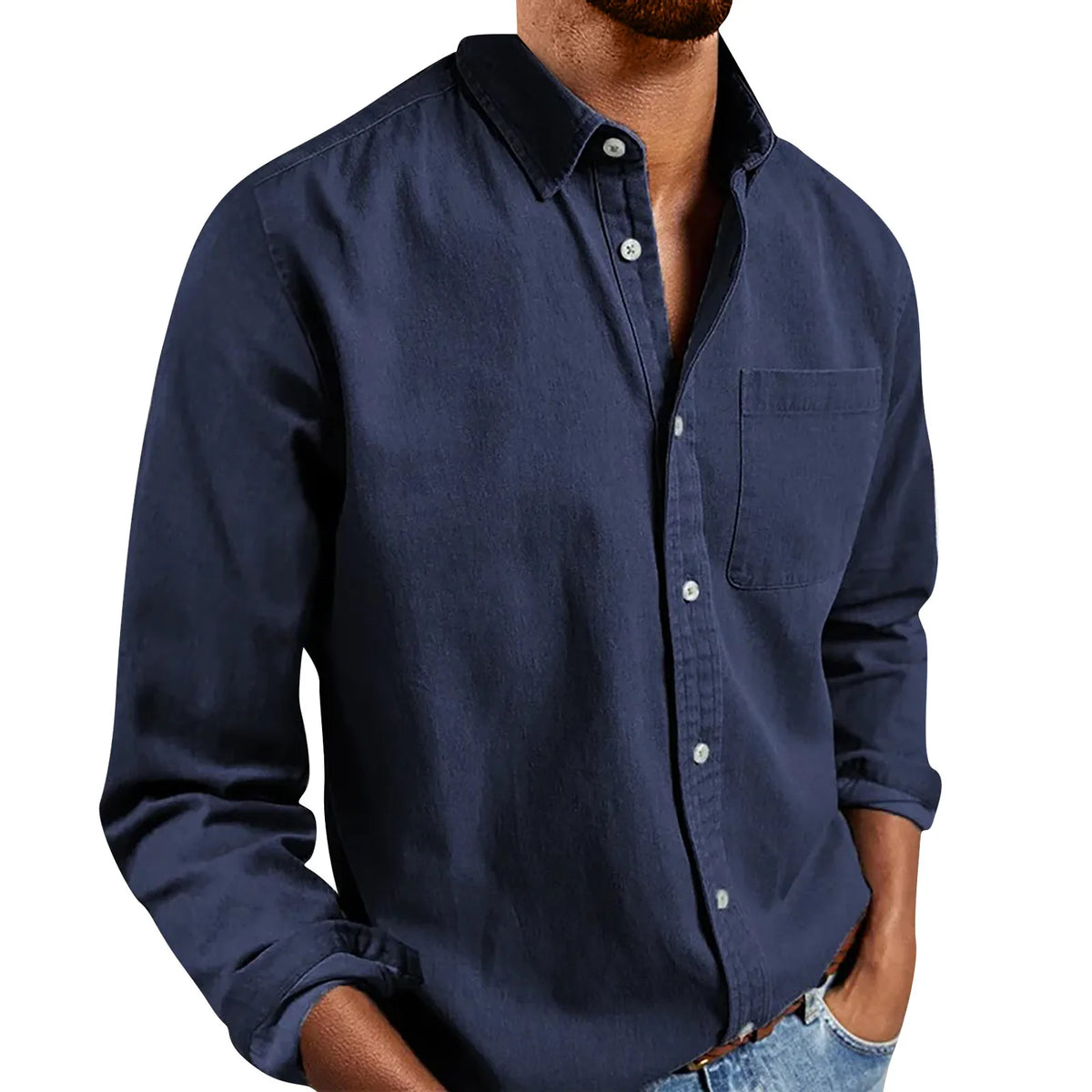 Camisa informal de hombre de manga larga y corte holgado