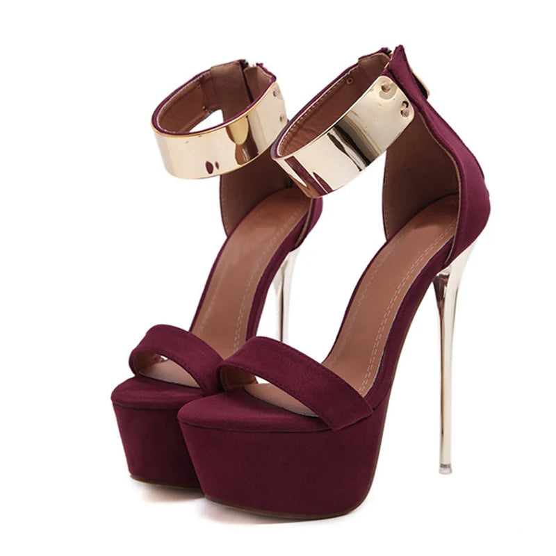 Sandalias Liyke Plataforma 16CM - Correa Metálica en Tobillo