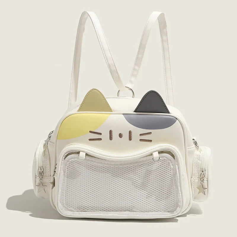 Mochila Kawaii Estilo Y2K - Bolsa Ita con Bolsillo Transparente