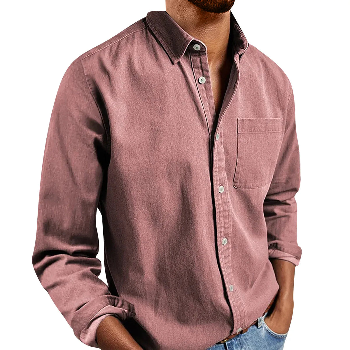 Camisa informal de hombre de manga larga y corte holgado