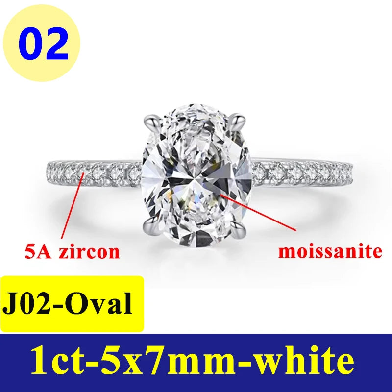 Anillo de Moissanite Ovalado 1-3CT - Plata S925 Chapada en Oro Blanco