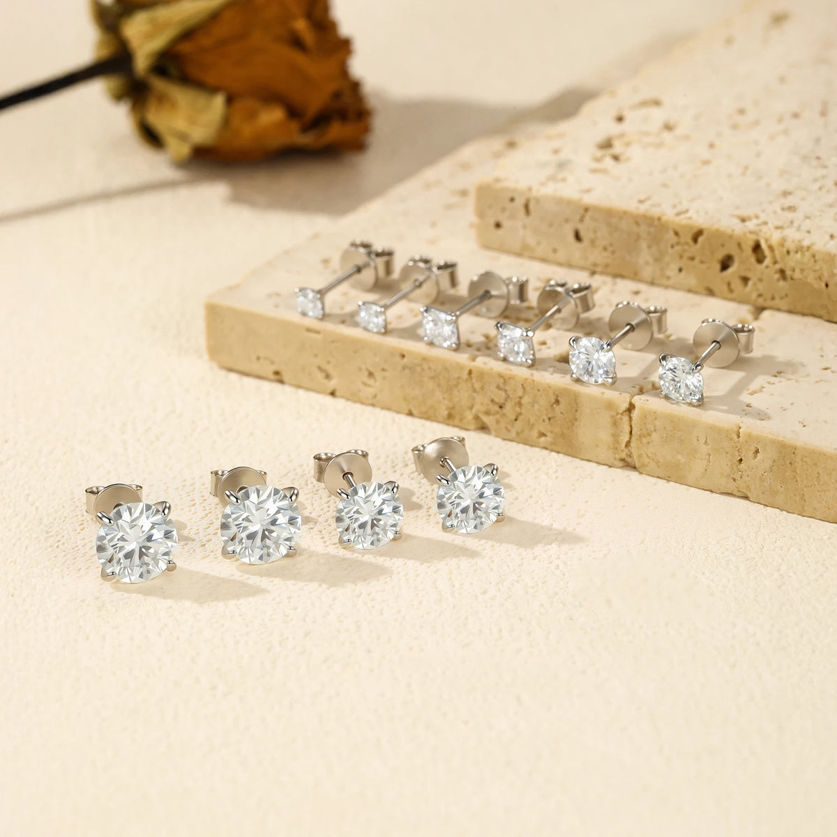 Pendientes de Moissanite MODIAN - Plata de Ley 925, Color D