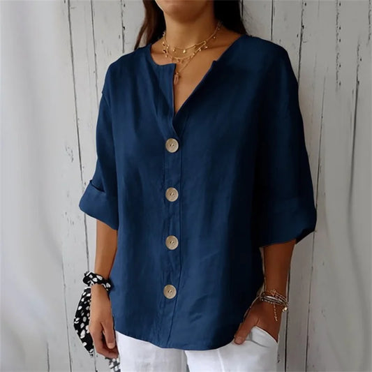 Blusa de algodón y lino