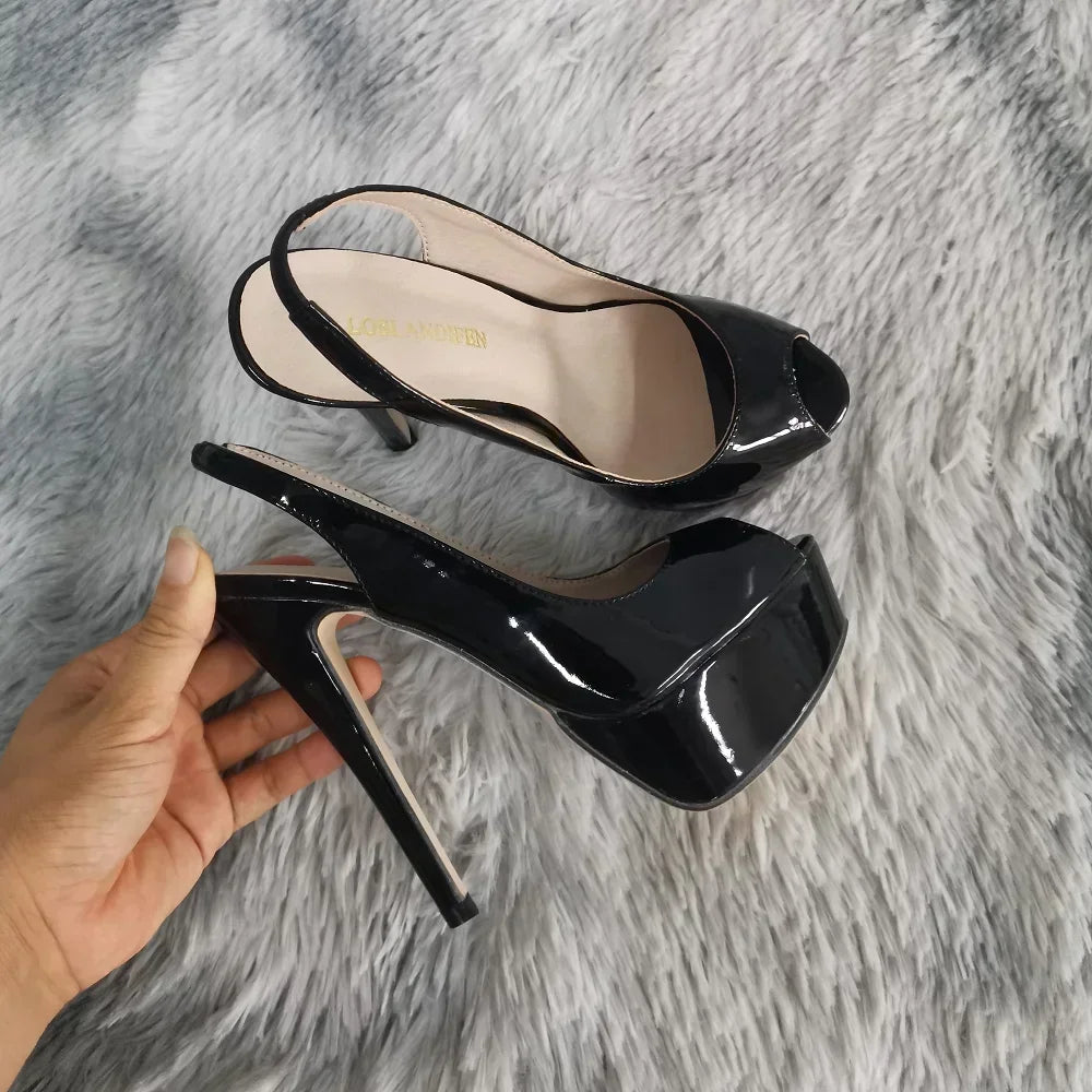 Sandalias de Plataforma 14CM Estilo Gladiador - Tacón de Aguja